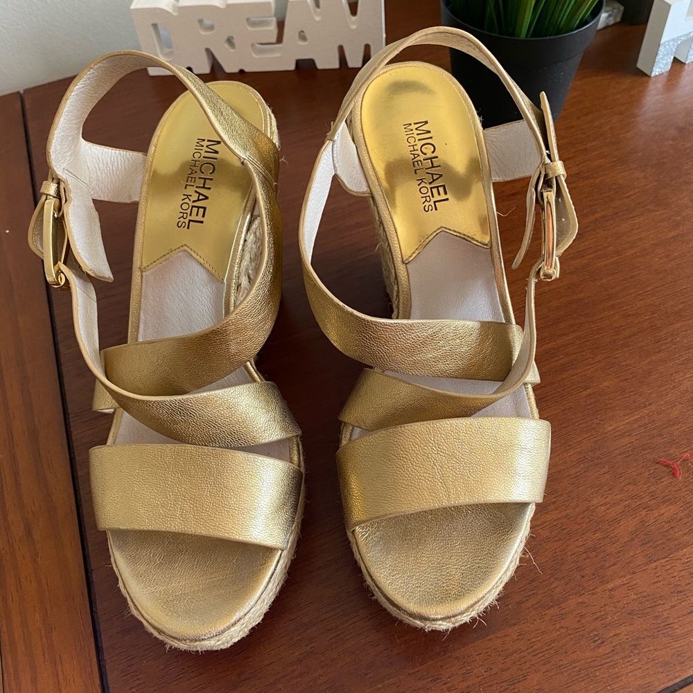 Gold Michael Kors Wedges size 7